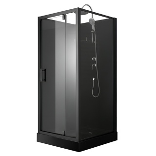 KABINA PRYSZNICOWA KWADRATOWA Z BRODZIKIEM WSH306 CZARNA 90x90 CM