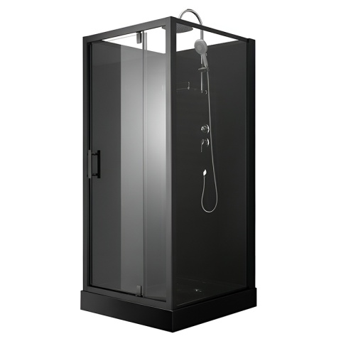 KABINA PRYSZNICOWA KWADRATOWA Z BRODZIKIEM WSH306 CZARNA 90x90 CM