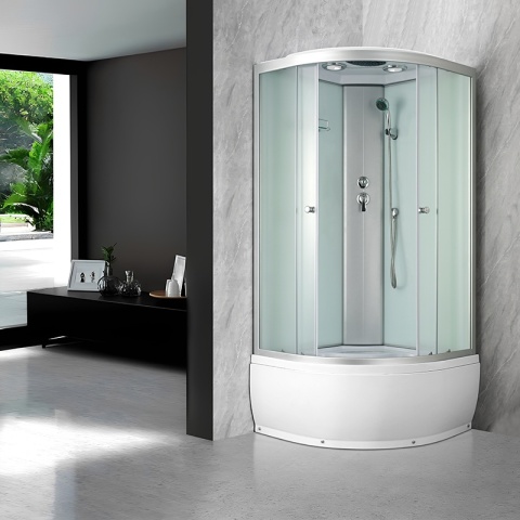 KABINA PRYSZNICOWA PÓŁOKRĄGŁA Z BRODZIKIEM WSH301A MAT CHROM 80x80 CM