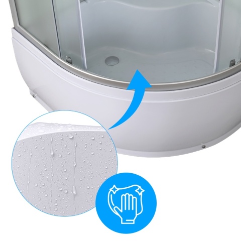 KABINA PRYSZNICOWA PÓŁOKRĄGŁA Z BRODZIKIEM WSH301A MAT CHROM 80x80 CM