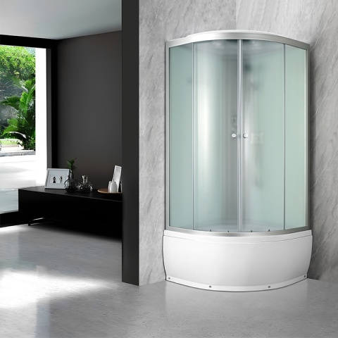 KABINA PRYSZNICOWA PÓŁOKRĄGŁA Z BRODZIKIEM WSH301B MAT CHROM 90x90 CM