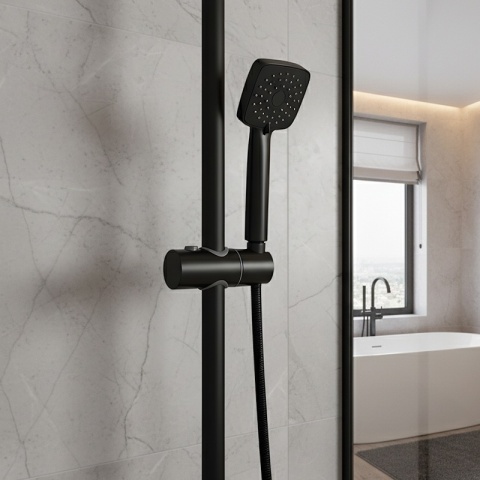 UCHWYT NA SŁUCHAWKĘ DO DRĄŻKA PRYSZNICOWEGO PRZESUWNY UD-1-BL-M22 CZARNY 22 MM