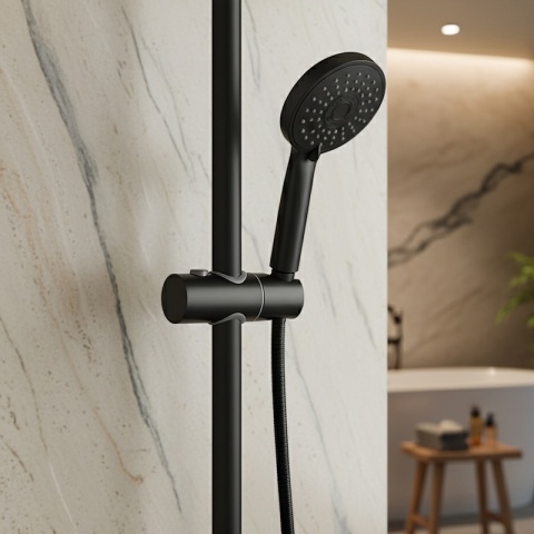 UCHWYT NA SŁUCHAWKĘ DO DRĄŻKA PRYSZNICOWEGO PRZESUWNY UD-1-BL-M22 CZARNY 22 MM