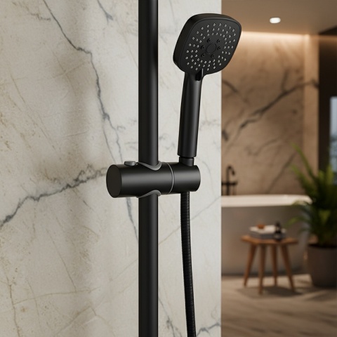 UCHWYT NA SŁUCHAWKĘ DO DRĄŻKA PRYSZNICOWEGO PRZESUWNY UD-1-BL-M22 CZARNY 22 MM