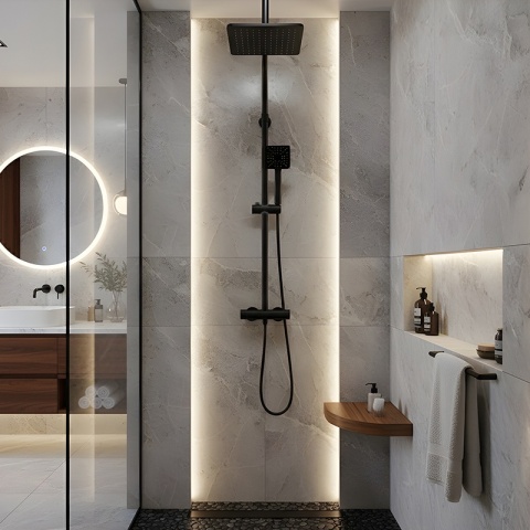 UCHWYT NA SŁUCHAWKĘ DO DRĄŻKA PRYSZNICOWEGO PRZESUWNY UD-1-BL-M22 CZARNY 22 MM