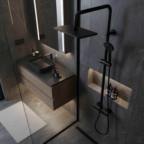 UCHWYT NA SŁUCHAWKĘ DO DRĄŻKA PRYSZNICOWEGO PRZESUWNY UD-1-BL-M22 CZARNY 22 MM