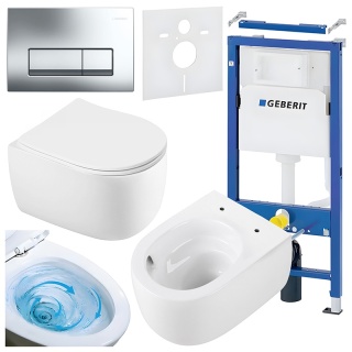 ZESTAW PODTYNKOWY WC STELAŻ GEBERIT DUOFIX MISKA LAKE-WH-TR-03 PRZYCISK DELTA 50 CHROM