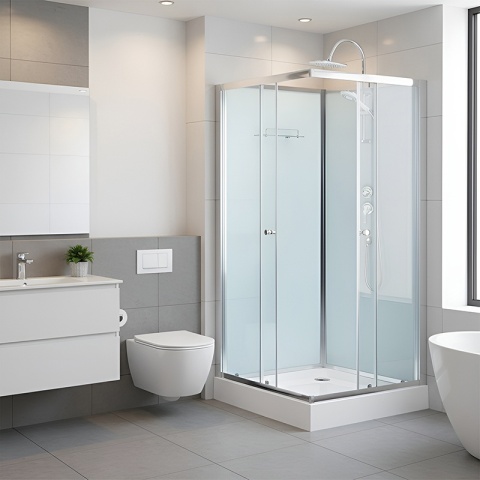 KABINA PRYSZNICOWA KWADRATOWA Z BRODZIKIEM WSH308 CHROM 90x90 CM