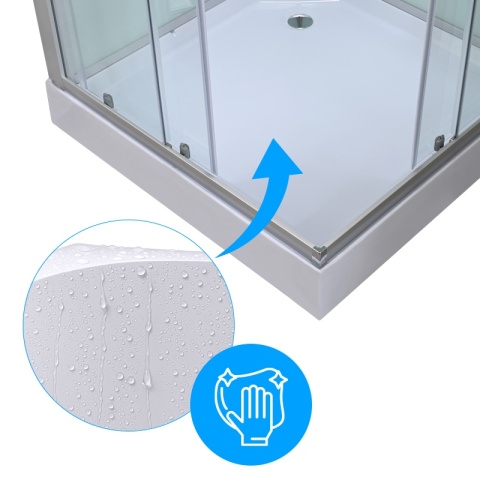 KABINA PRYSZNICOWA KWADRATOWA Z BRODZIKIEM WSH308 CHROM 90x90 CM