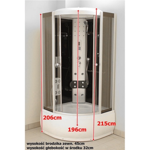 KABINA PRYSZNICOWA Z HYDROMASAŻEM I SAUNĄ WSH7101S 90x90 CM