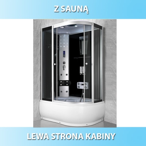 KABINA PRYSZNICOWA Z HYDROMASAŻEM I SAUNĄ WSH7106LS LEWA 120x80 CM