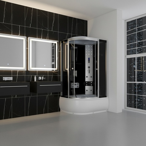 KABINA PRYSZNICOWA Z HYDROMASAŻEM I SAUNĄ WSH7106RS PRAWA 120x80 CM