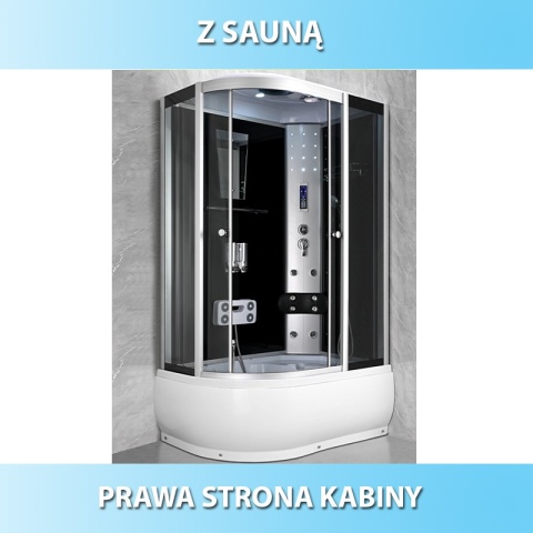 KABINA PRYSZNICOWA Z HYDROMASAŻEM I SAUNĄ WSH7106RS PRAWA 120x80 CM