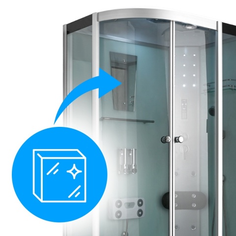 KABINA PRYSZNICOWA Z HYDROMASAŻEM I SAUNĄ WSH7106RWS PRAWA BIAŁA 120x80 CM