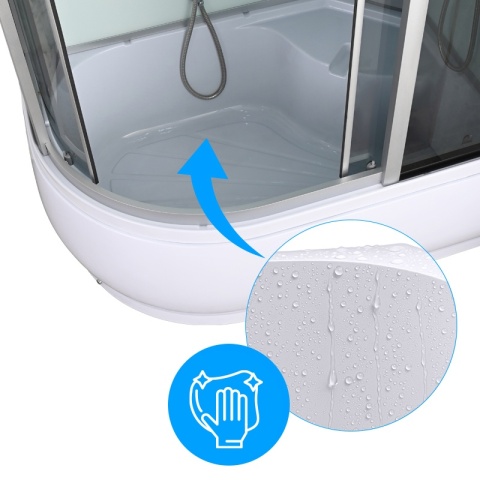 KABINA PRYSZNICOWA Z HYDROMASAŻEM I SAUNĄ WSH7106RWS PRAWA BIAŁA 120x80 CM