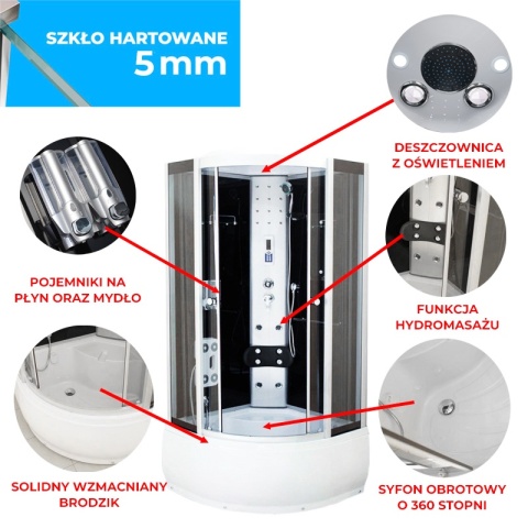 KABINA PRYSZNICOWA Z HYDROMASAŻEM WSH7080 80x80 CM