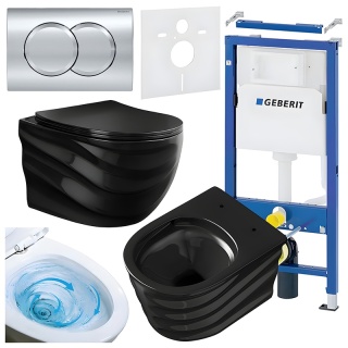 ZESTAW PODTYNKOWY WC STELAŻ GEBERIT DUOFIX MISKA SKAL-BL-RIM-03 PRZYCISK DELTA 01 CHROM