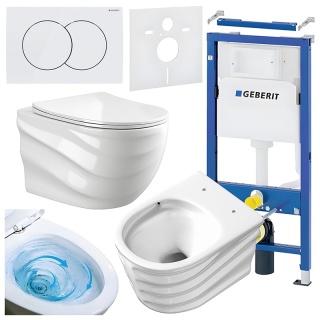 ZESTAW PODTYNKOWY WC STELAŻ GEBERIT DUOFIX MISKA SKAL-WH-RIM-03 PRZYCISK DELTA 01 BIAŁY