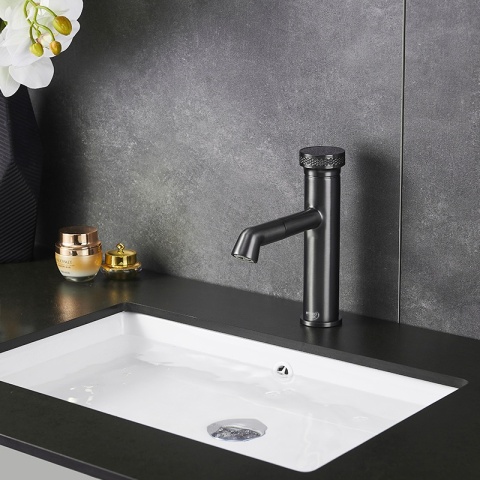 BATERIA UMYWALKOWA ŁAZIENKOWA STOJĄCA NABLATOWA CHLOE-GR-BR SZCZOTKOWANA STAL