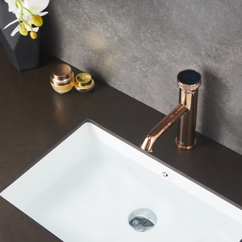 BATERIA UMYWALKOWA ŁAZIENKOWA STOJĄCA NABLATOWA CHLOE-P-GL RÓŻOWE ZŁOTO