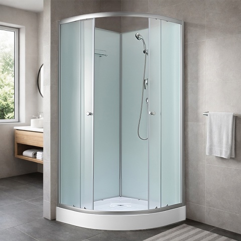 KABINA PRYSZNICOWA PÓŁOKRĄGŁA Z BRODZIKIEM WSH305B MAT CHROM 90x90 CM