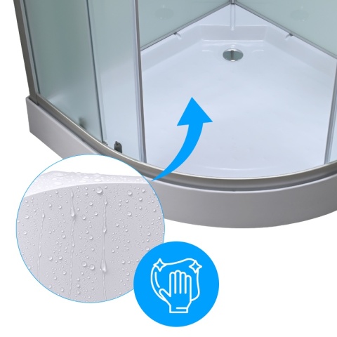 KABINA PRYSZNICOWA PÓŁOKRĄGŁA Z BRODZIKIEM WSH305B MAT CHROM 90x90 CM