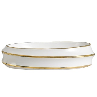 UMYWALKA NABLATOWA CERAMICZNA OWALNA YOKO-WH-GL-LN-600 BIAŁY ZŁOTY POŁYSK 60x40 CM