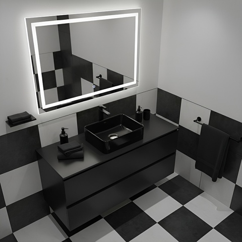 UMYWALKA NABLATOWA CERAMICZNA PROSTOKĄTNA LUXO-BL-410 CZARNY POŁYSK 41x31 CM