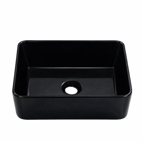 UMYWALKA NABLATOWA CERAMICZNA PROSTOKĄTNA LUXO-BL-410 CZARNY POŁYSK 41x31 CM