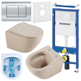 ZESTAW PODTYNKOWY WC STELAŻ GEBERIT DUOFIX MISKA MIZU-CAP-RIM-03 PRZYCISK DELTA 30 CHROM