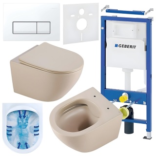 ZESTAW PODTYNKOWY WC STELAŻ GEBERIT DUOFIX MISKA MIZU-CAP-RIM-03 PRZYCISK DELTA 50 BIAŁY