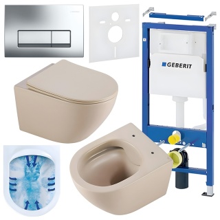 ZESTAW PODTYNKOWY WC STELAŻ GEBERIT DUOFIX MISKA MIZU-CAP-RIM-03 PRZYCISK DELTA 50 CHROM