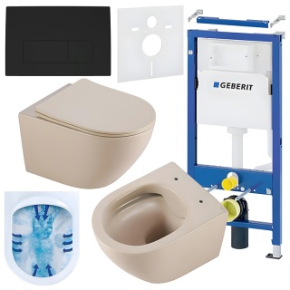 ZESTAW PODTYNKOWY WC STELAŻ GEBERIT DUOFIX MISKA MIZU-CAP-RIM-03 PRZYCISK DELTA 50 CZARNY MAT