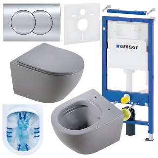 ZESTAW PODTYNKOWY WC STELAŻ GEBERIT DUOFIX MISKA MIZU-MTGR-RIM-03 PRZYCISK DELTA 01 CHROM