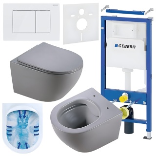 ZESTAW PODTYNKOWY WC STELAŻ GEBERIT DUOFIX MISKA MIZU-MTGR-RIM-03 PRZYCISK DELTA 30 BIAŁY