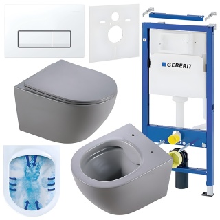 ZESTAW PODTYNKOWY WC STELAŻ GEBERIT DUOFIX MISKA MIZU-MTGR-RIM-03 PRZYCISK DELTA 50 BIAŁY