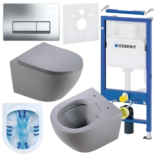 ZESTAW PODTYNKOWY WC STELAŻ GEBERIT DUOFIX MISKA MIZU-MTGR-RIM-03 PRZYCISK DELTA 50 CHROM