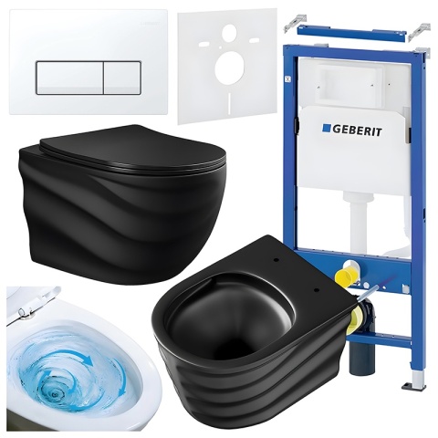 ZESTAW PODTYNKOWY WC STELAŻ GEBERIT DUOFIX MISKA SKAL-MTB-RIM-01 PRZYCISK DELTA 50 BIAŁY