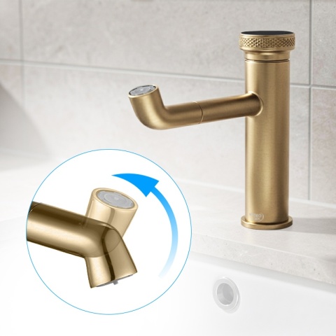 BATERIA UMYWALKOWA ŁAZIENKOWA STOJĄCA NABLATOWA CHLOE-GL-BR SZCZOTKOWANE ZŁOTO