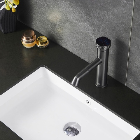 BATERIA UMYWALKOWA ŁAZIENKOWA STOJĄCA NABLATOWA CHLOE-GR-BR SZCZOTKOWANA STAL