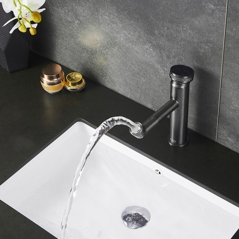 BATERIA UMYWALKOWA ŁAZIENKOWA STOJĄCA NABLATOWA CHLOE-GR-BR SZCZOTKOWANA STAL