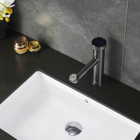 BATERIA UMYWALKOWA ŁAZIENKOWA STOJĄCA NABLATOWA CHLOE-GR-BR SZCZOTKOWANA STAL