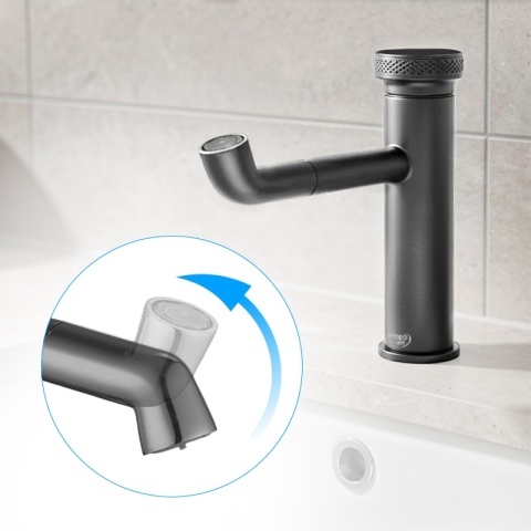 BATERIA UMYWALKOWA ŁAZIENKOWA STOJĄCA NABLATOWA CHLOE-GR-BR SZCZOTKOWANA STAL