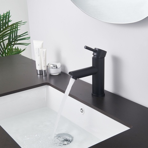 BATERIA UMYWALKOWA ŁAZIENKOWA STOJĄCA NISKA NABLATOWA KRAN ARLEY-BL CZARNA