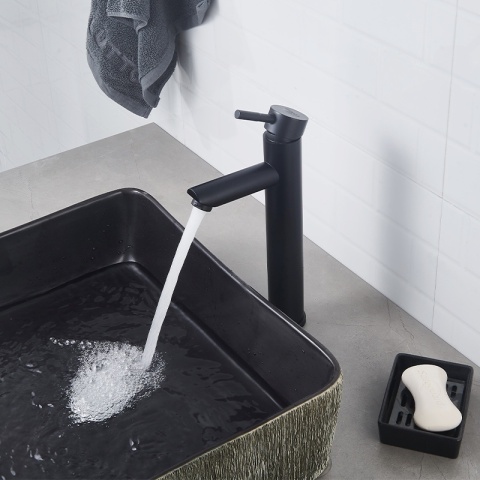 BATERIA UMYWALKOWA ŁAZIENKOWA STOJĄCA WYSOKA NABLATOWA KRAN ARLEY-H-BL CZARNA