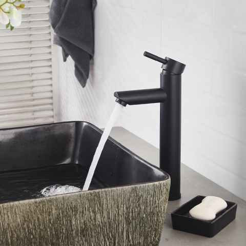 BATERIA UMYWALKOWA ŁAZIENKOWA STOJĄCA WYSOKA NABLATOWA KRAN ARLEY-H-BL CZARNA