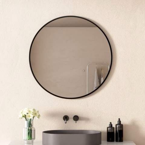 LUSTRO ŁAZIENKOWE OKRĄGŁE ŚCIENNE LOFT CZARNA ALUMINIOWA RAMA 60 CM CERES 60