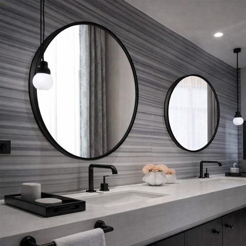 LUSTRO ŁAZIENKOWE OKRĄGŁE ŚCIENNE LOFT CZARNA ALUMINIOWA RAMA 60 CM CERES 60