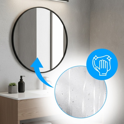 LUSTRO ŁAZIENKOWE OKRĄGŁE ŚCIENNE LOFT CZARNA ALUMINIOWA RAMA 60 CM CERES 60