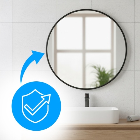 LUSTRO ŁAZIENKOWE OKRĄGŁE ŚCIENNE LOFT CZARNA ALUMINIOWA RAMA 80 CM CERES 80